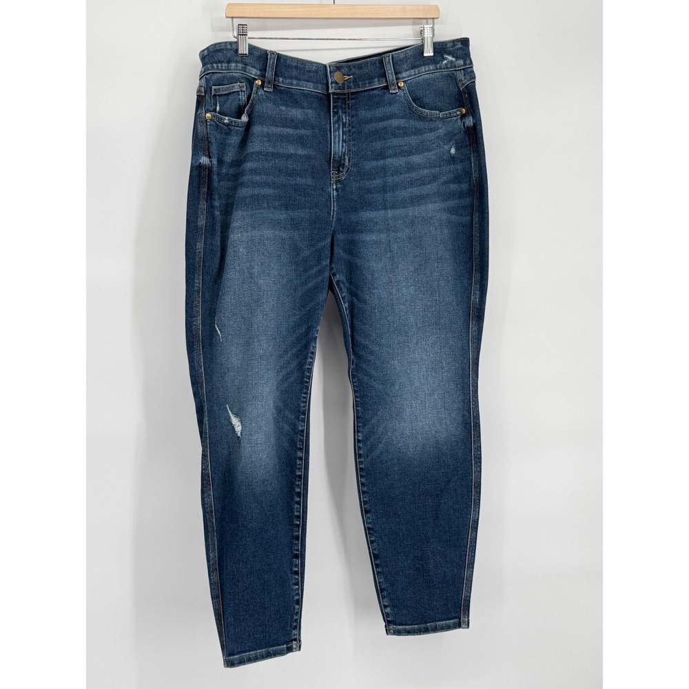 Lane Bryant Curvy Fit Skinny Jeans Dark Wash Distressed Size 20